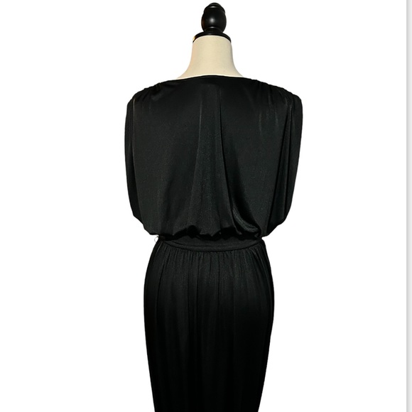Halston Heritage Black Draped Grecian Gown with Slit size Small LBD - Picture 2 of 4